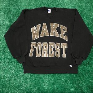 Russell Athletic Black Wake Forest Crewneck Sweater
